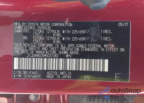 2021 Lexus Nx 300 from USA, damaged, VIN JTJDARBZXM5031082